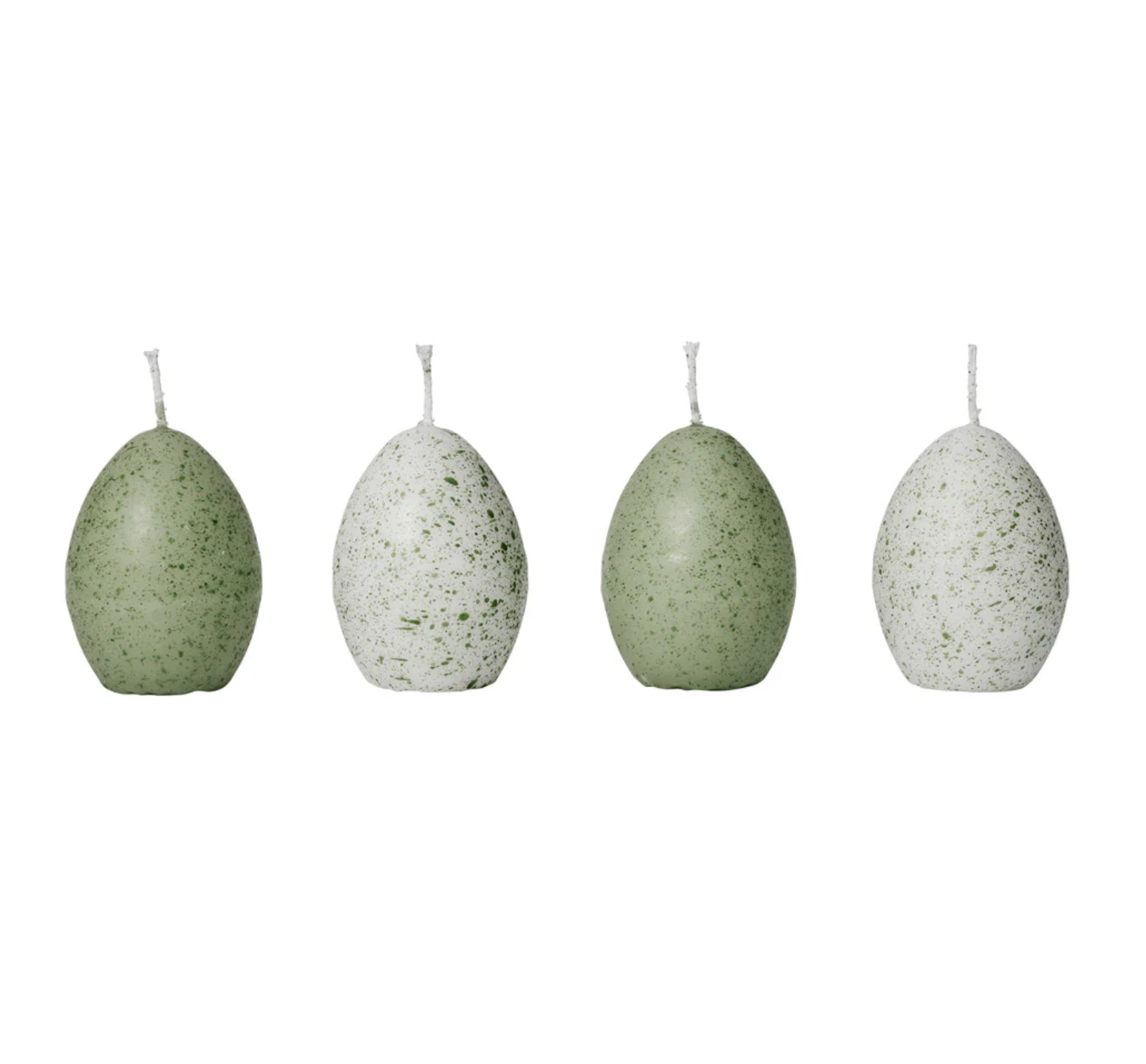 Eierkerzen EGON 4 er Set,  Sage Green/White von Broste Copenhagen, ca. 5 x 6,8 cm 