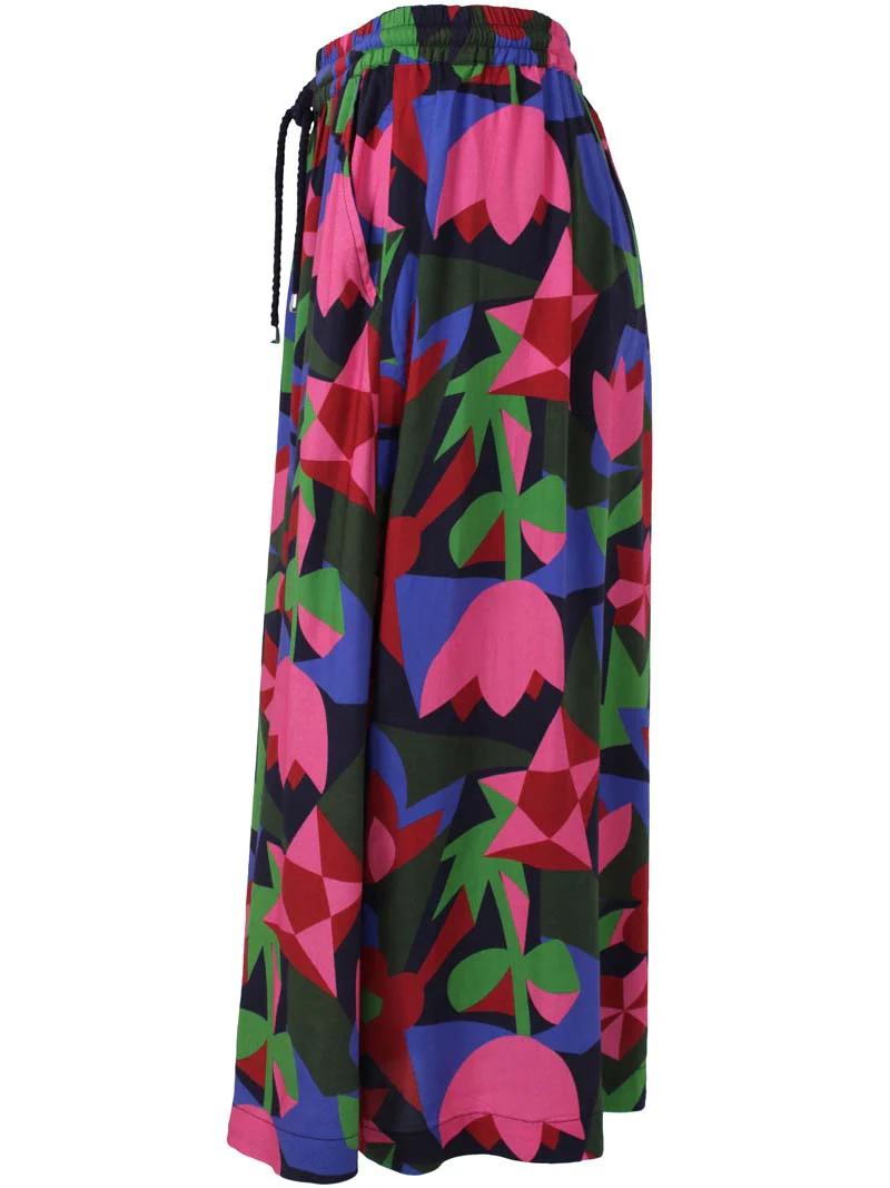 % Danefae Danespresso Rock Viscose Skirt Dark Navy GEOFLEUR