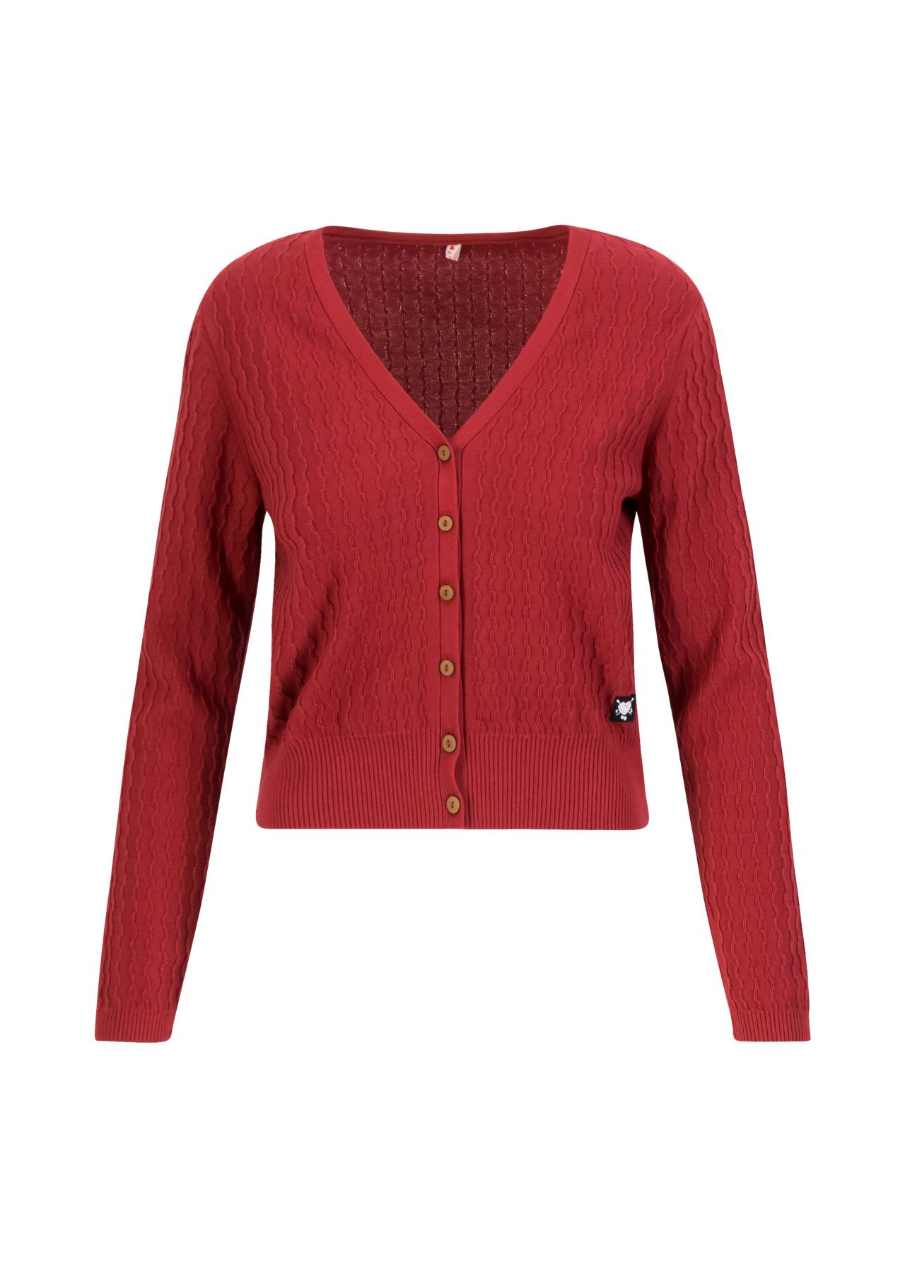 Blutsgeschwister Cardigan Save the World,  folklore red knit