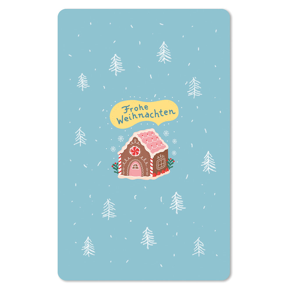 Lunacard Postkarte Weihnachten Lebkuchenhaus
