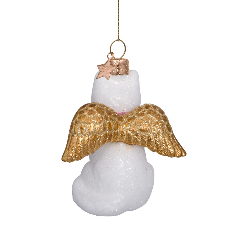 Weihnachtskugel weiße Katze mit Goldflügeln, Glas,ca. 8 cm,  von Vondels