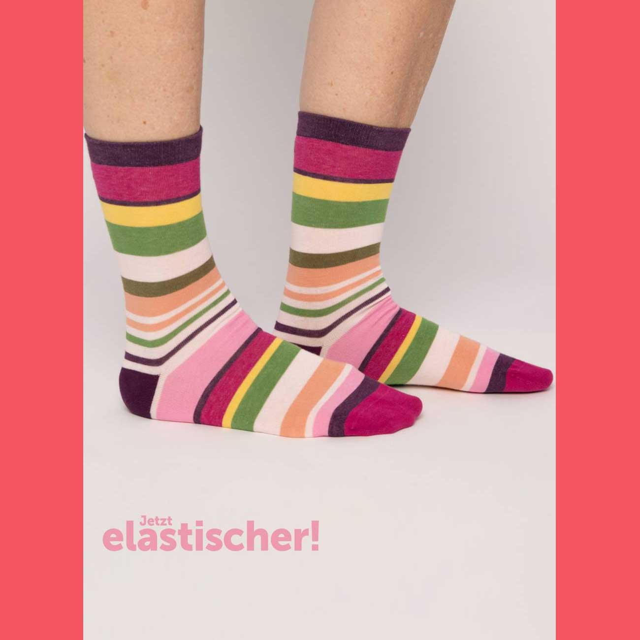  Blutsgeschwister Baumwollsocken Sensational Steps , One Size ( ca. 38 - 40 ), summer stripes 