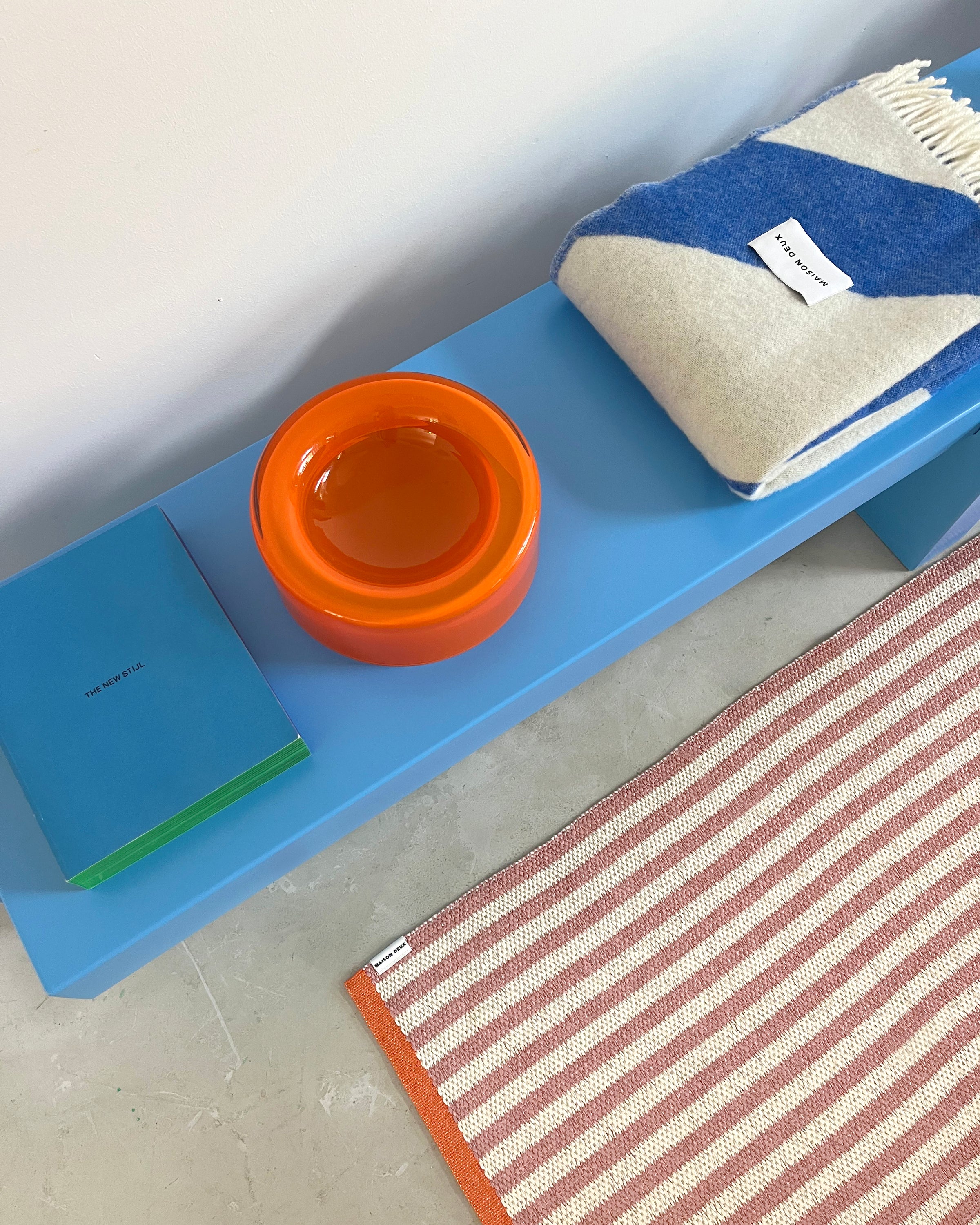 Maison Deux Wolldecke SWIRL Kobaltblau-Weiß, ca. 130 x 200 cm, Plaid, 100 % Wolle  