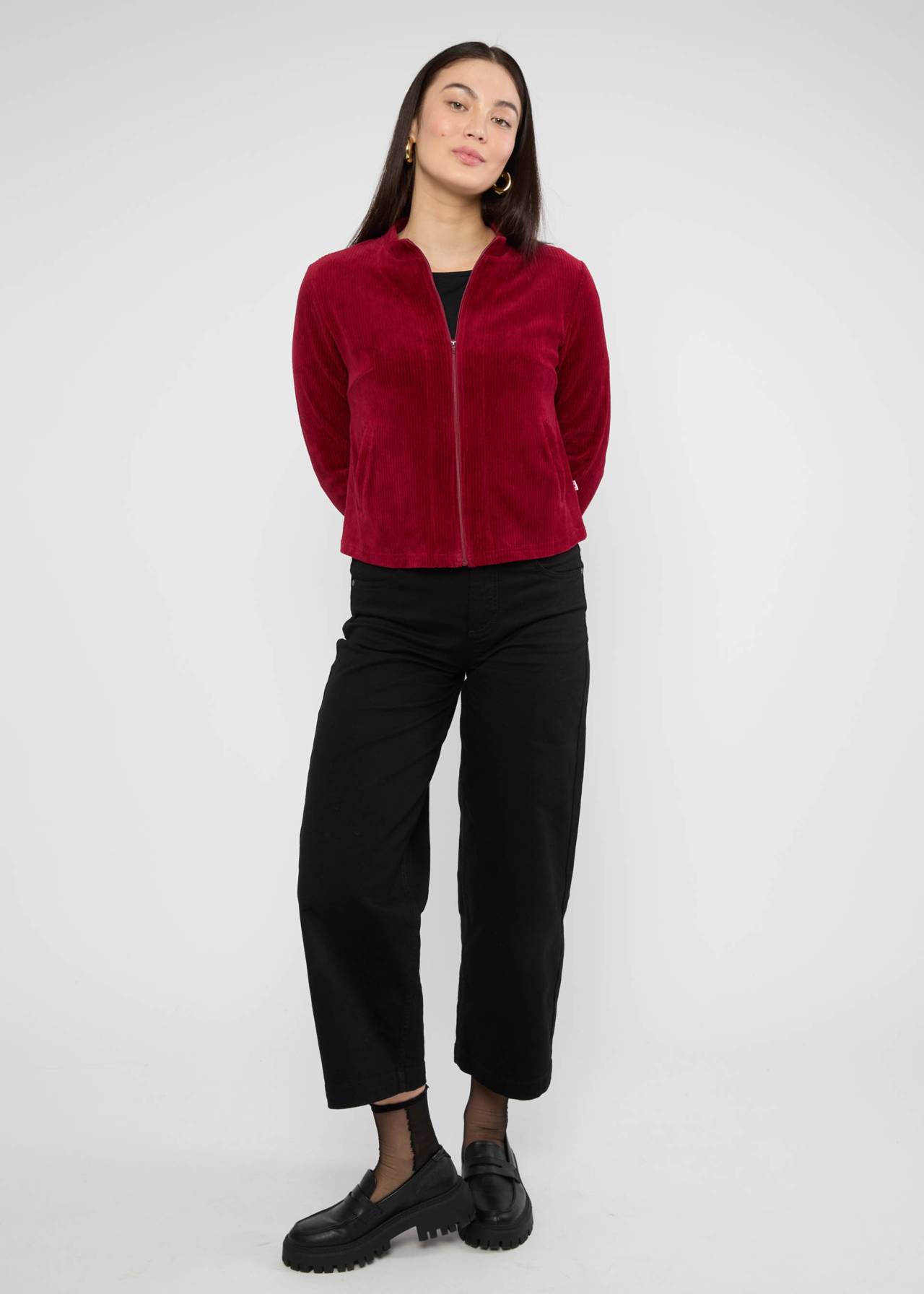 % Blutsgeschwister Jolly Zip up Jacke - fine needle red