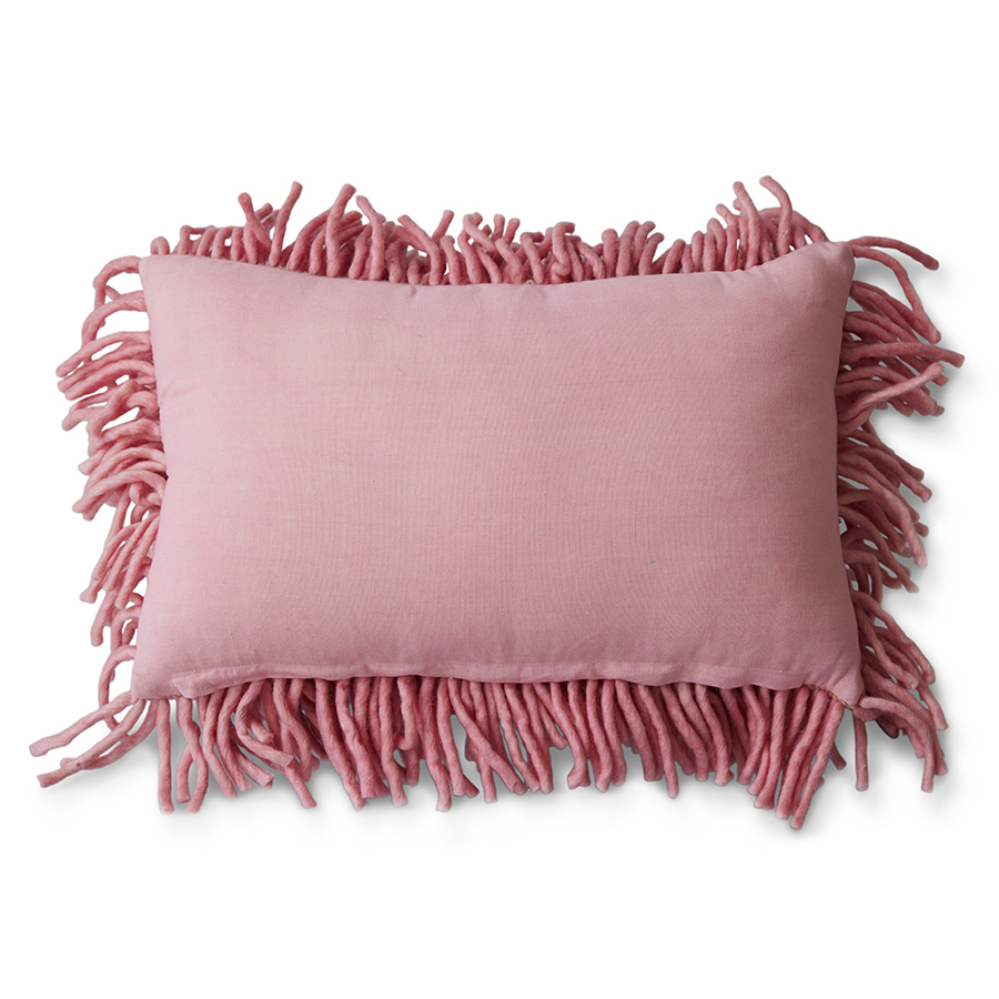 HKliving Wollkissen Rosa, ca. 70x45cm, Rugged woolen cushion pink