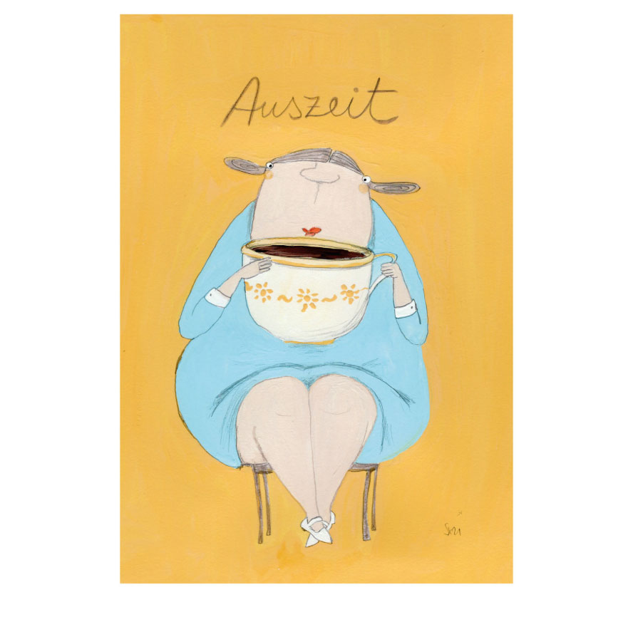 Postkarte kittiekatstudio "Auszeit" von kittiekatstudio