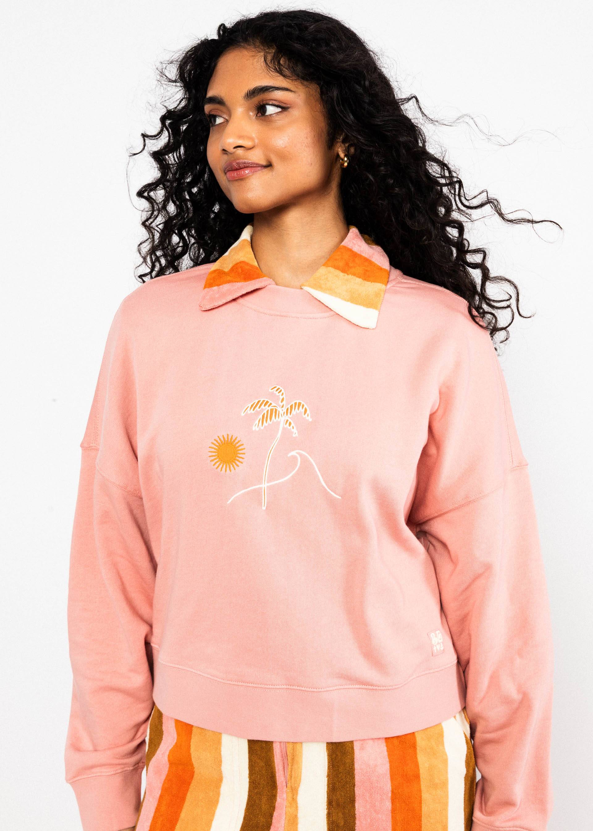 Blutsgeschwister Pullover Crew Core - happy beach palms pink