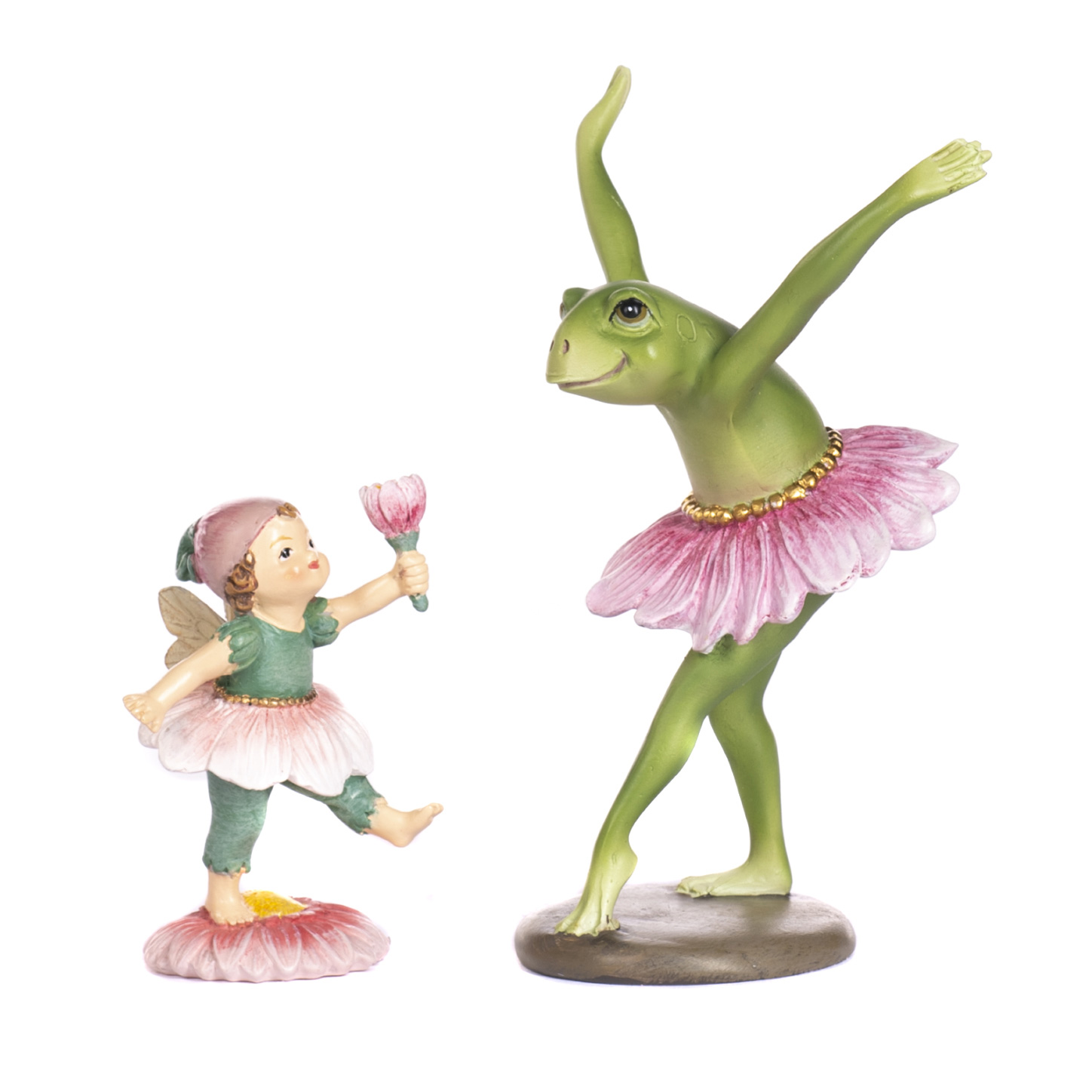 Frosch Ballerina und kleine Blumenelfe im 2er Set, FROG/FAIRY BALLERINA SET von  Catherine Collection / Goodwill  