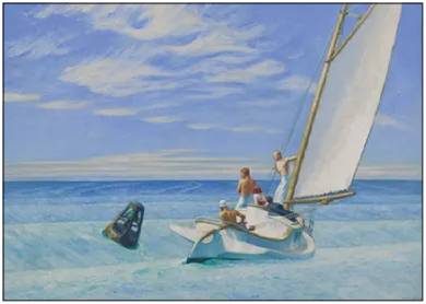 Edward Hopper Postkarte "Dünung/ Ground Swell, 1939"  Segelboot, Kunst