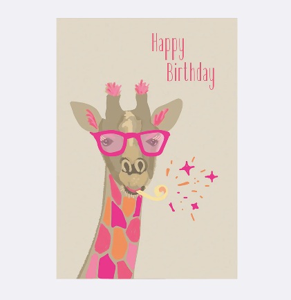 YAY Card Postkarte NEON Giraffe Happy Birthday