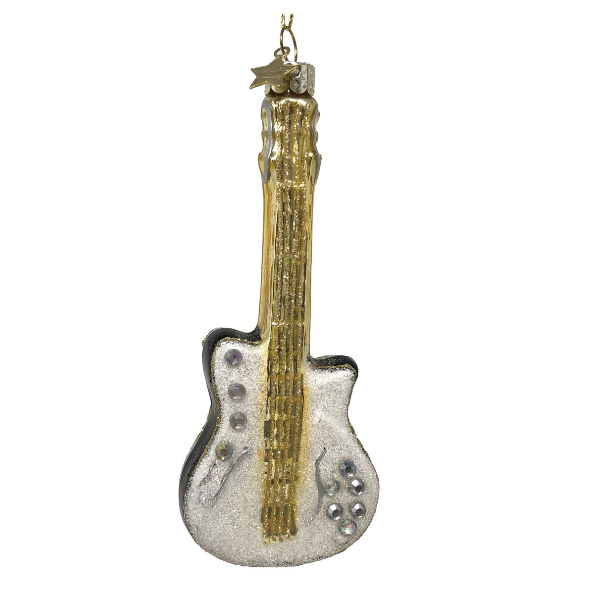 Weihnachtsschmuck Gitarre, schwarz-gold,  Musikinstrument