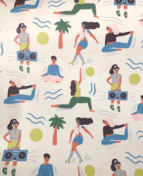 Geschenkpapier Frauen Fitness/Yoga von Naomi Wilkinson , ca. 50 x 70 cm