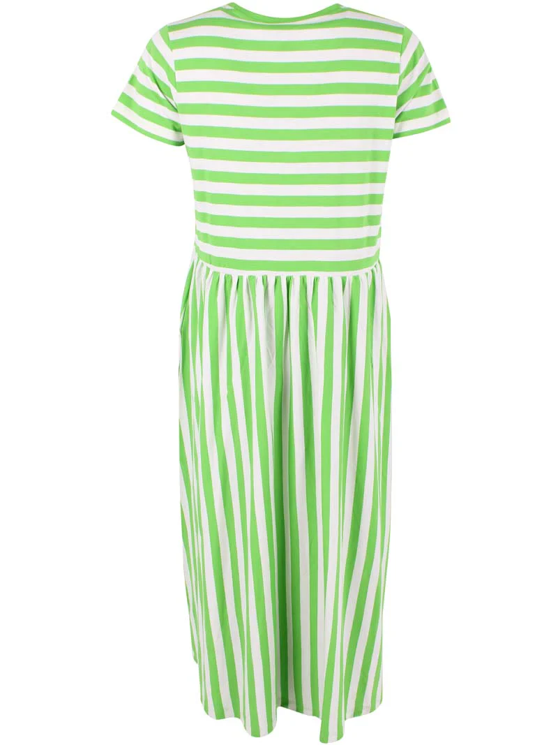 % Danefae Danebasic Kroeyer Dress Bright Green/Chalk, Kleid Streifen %