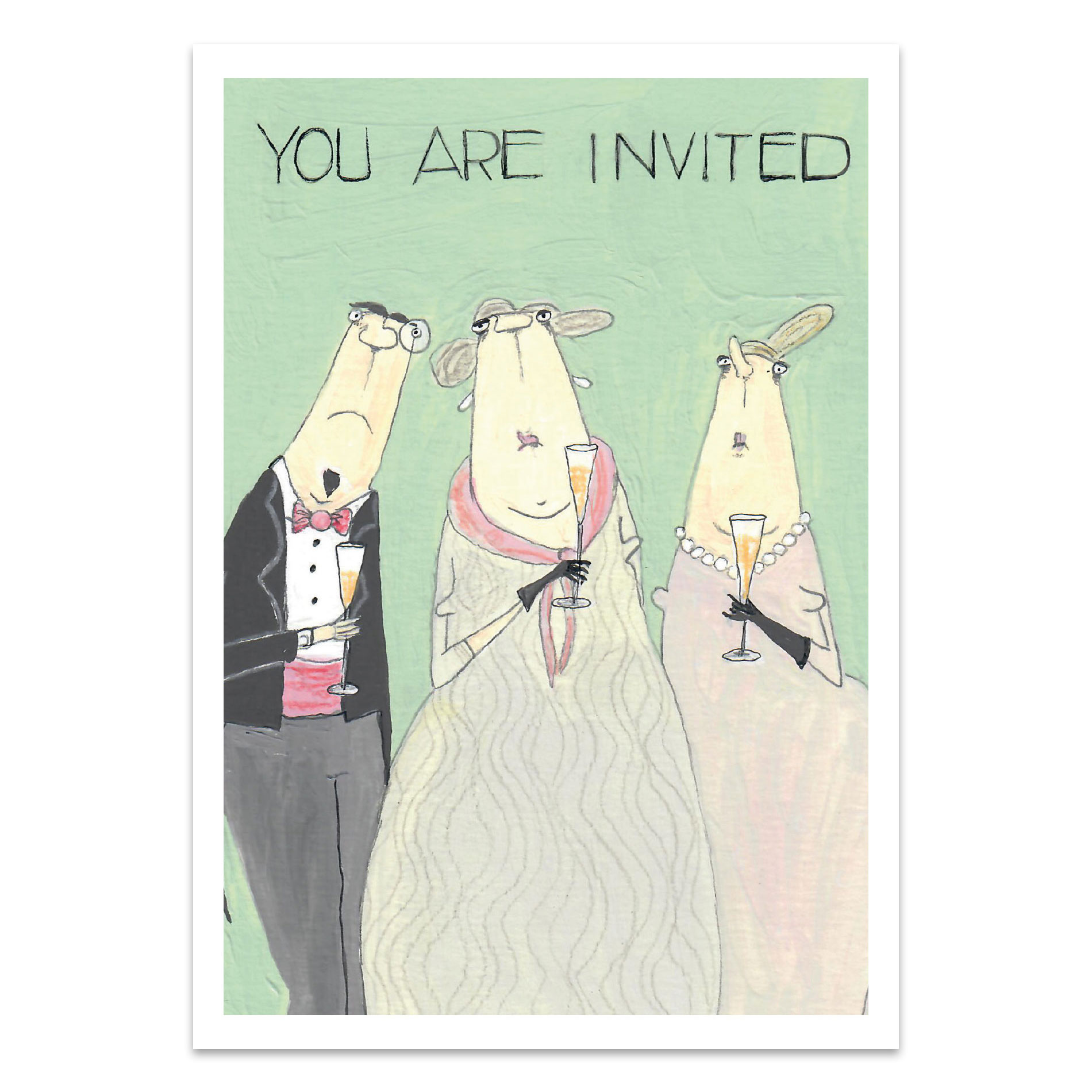 Postkarte kittiekatstudio "invited" von kittiekatstudio, Einladung