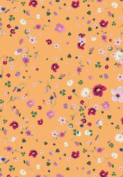 Geschenkpapier - m-illu - Blumen Orange, ca. 50 x 70 cm , pro Papierbogen 