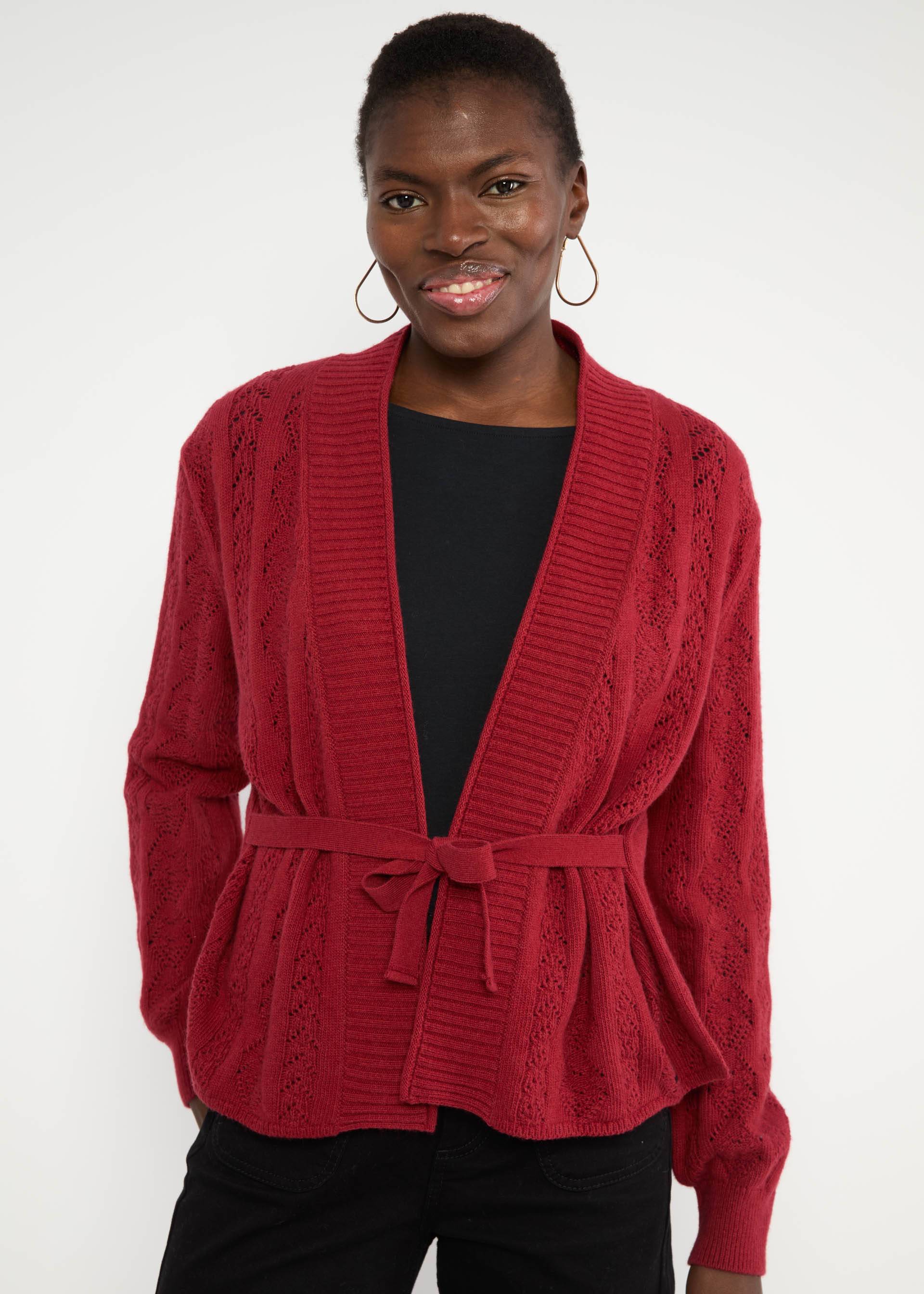 % Blutsgeschwister Cardigan Fine Craft Cocoon - wicked love red