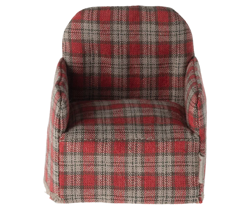 Maileg Sessel fürs Mausehaus rot kariert, maileg Chair, Mouse - Red checker
