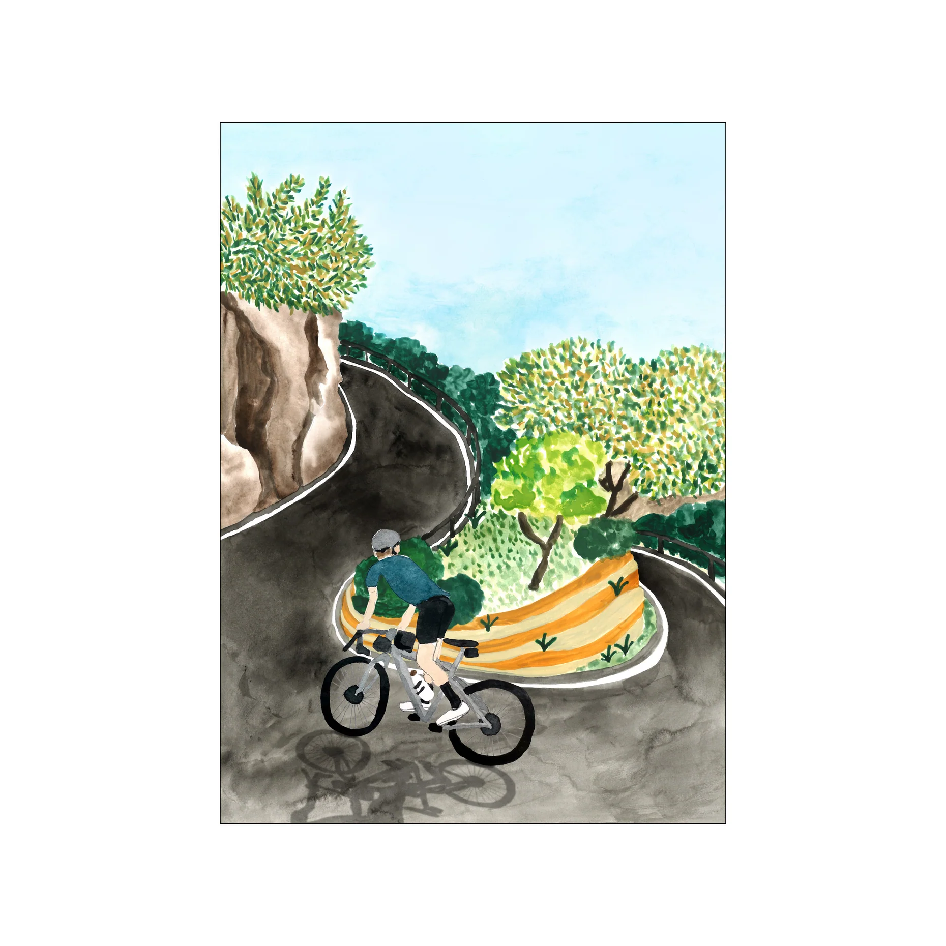 Kunstdruck A5 " Tramuntana Mountain Roads"    Fahrrad, Radfahrer