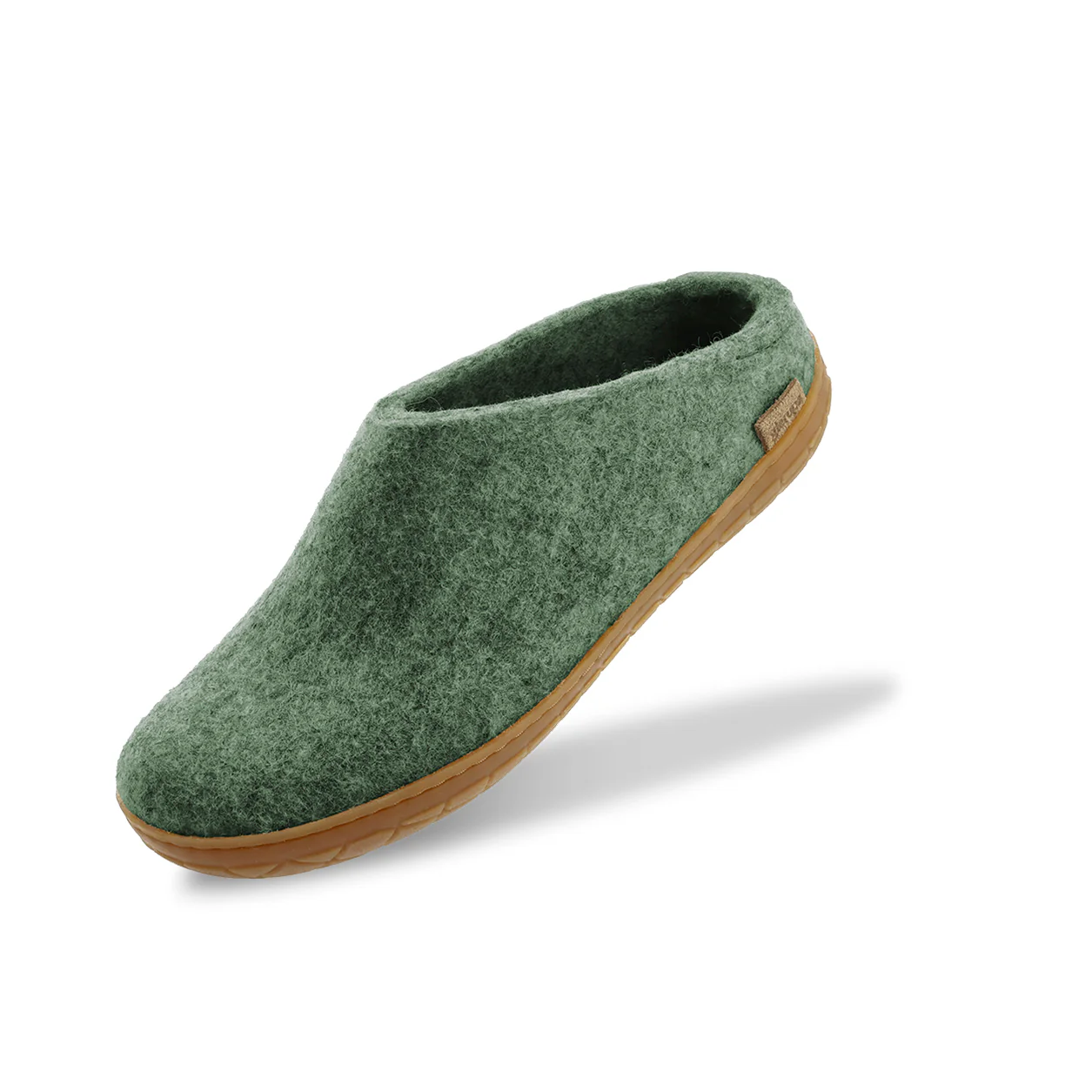 Glerups Open Heel / Slipper 100% Wollfilz , Hausschuhe, Schlappen MOSS  mit Sohle aus Naturkautschuk  