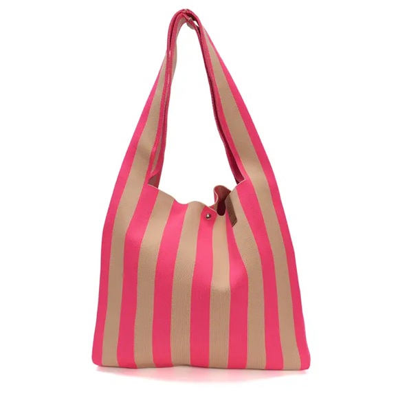 LOT83 Shopper Lois 71, Streifen Pink-Taupe, ca.  45 x 35 cm