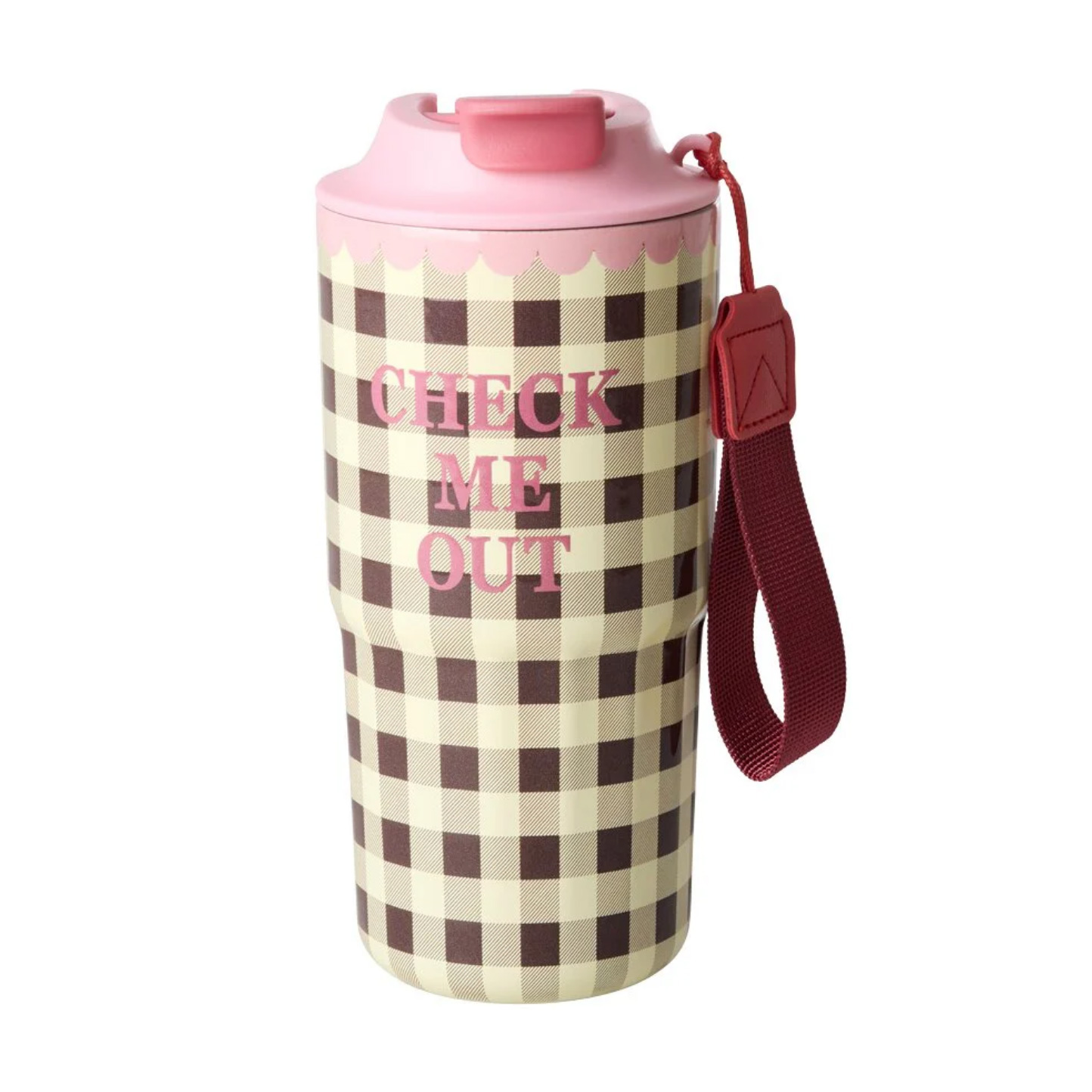 Rice Thermosbecher - Crème - Check Print, Rostfreier Stahl , 580 ml