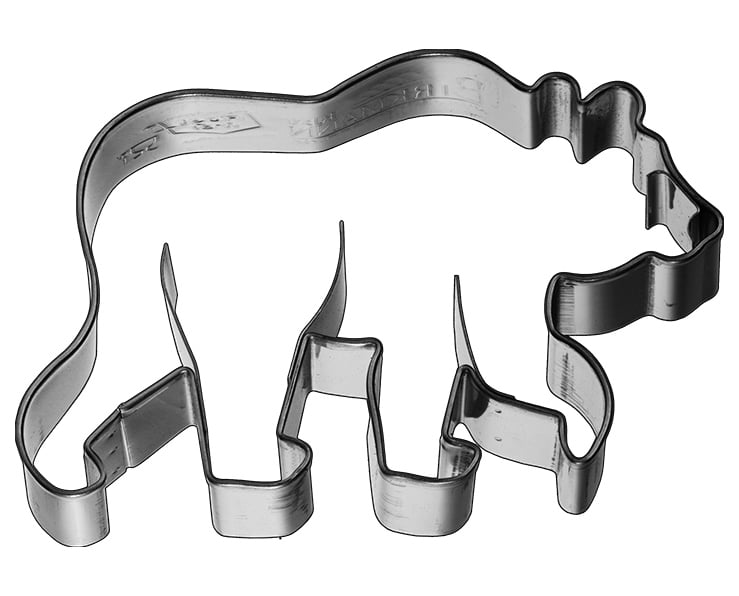 Ausstecherle Bär, 8,5 cm, Edelstahl von Birkmann, mit Innenprägung, Prägeausstecher, Ausstechform  