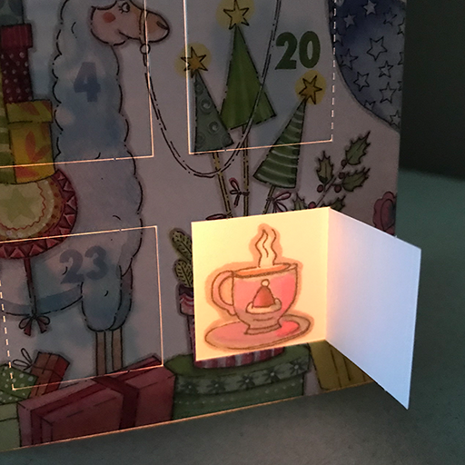 Adventskalender Karte , als Windlicht zum Aufstellen "Weihnachtliches Wimmelbild"  