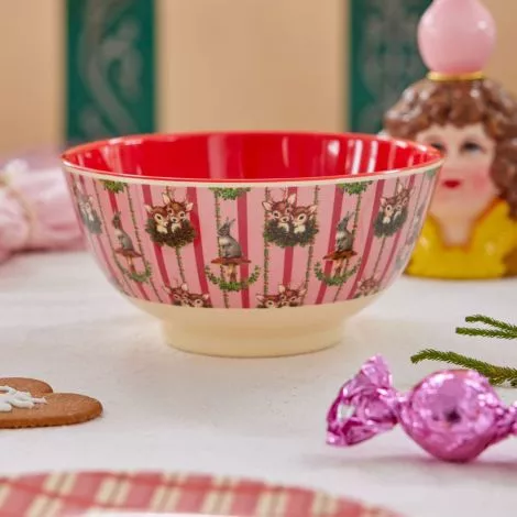 Rice Melamin XMAS Bowl Sweet Forest Print, Mittelgroße Schüssel - Streifen , 700 ml , Weihnachten 