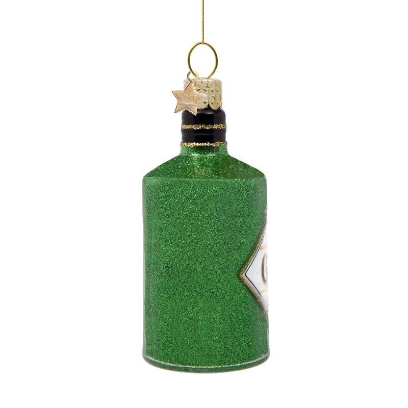 Weihnachtskugel GIN, grün Glitzer, Glas,  H. ca. 10 cm  