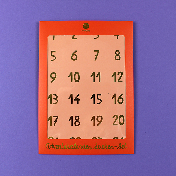 Adventskalender-Zahlensticker, rosa mit Goldfolie (DIN A5) von Ava & Yves