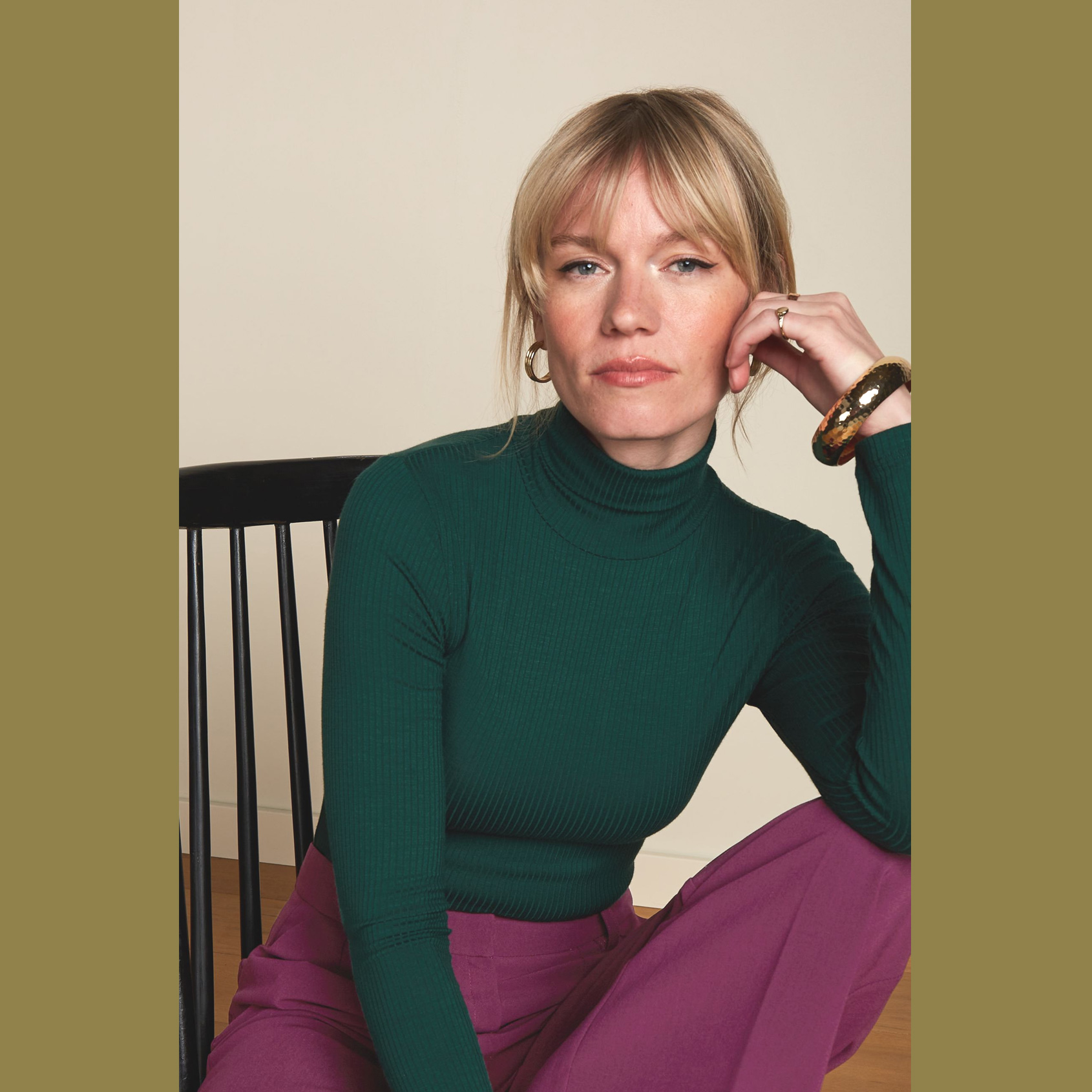 King Louie Rollneck Top Uni Rib, Farbe: Pine Green, Größe S/36