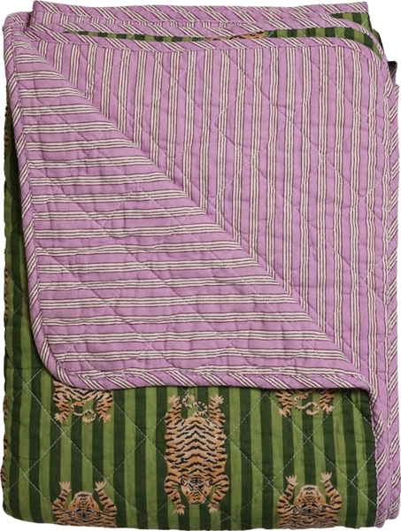 Quilt-Decke Tiger-grün/lila, ca. 140x220 cm