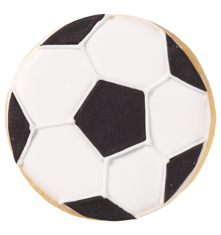 Ausstecherle Fussball 6,5 cm, Edelstahl von Birkmann, mit Innenprägung, Prägeausstecher, Ausstechform   