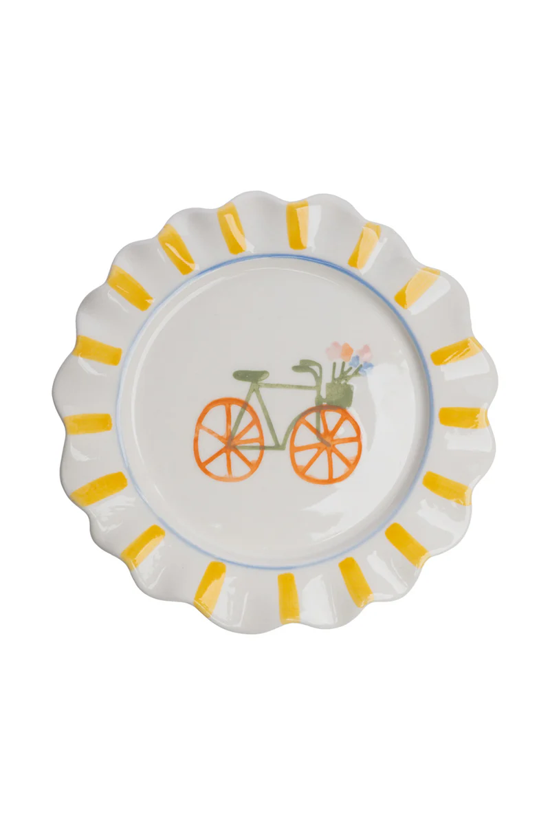 Teller VELOBLOOM, Fahrrad,  D. 18 cm, Keramik  