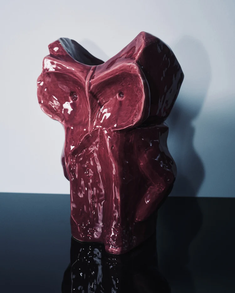 Eule Vase L aubergine After Midnight, Kollektion Midnight creatures von Marni, Höhe ca. 30 cm