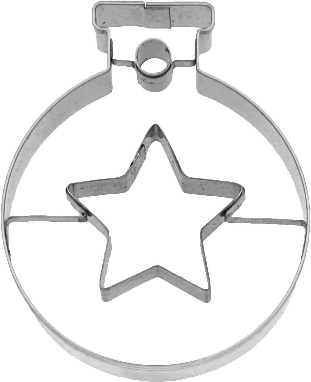 Ausstecherle Christbaumkugel mit Stern , 6 cm, Edelstahl von Birkmann, mit Innenprägung, Prägeausstecher, Ausstechform  