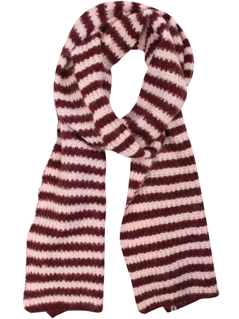% Danefae Danefrosty warmer Wollschal Dk Merlot/Pulver Streifen
