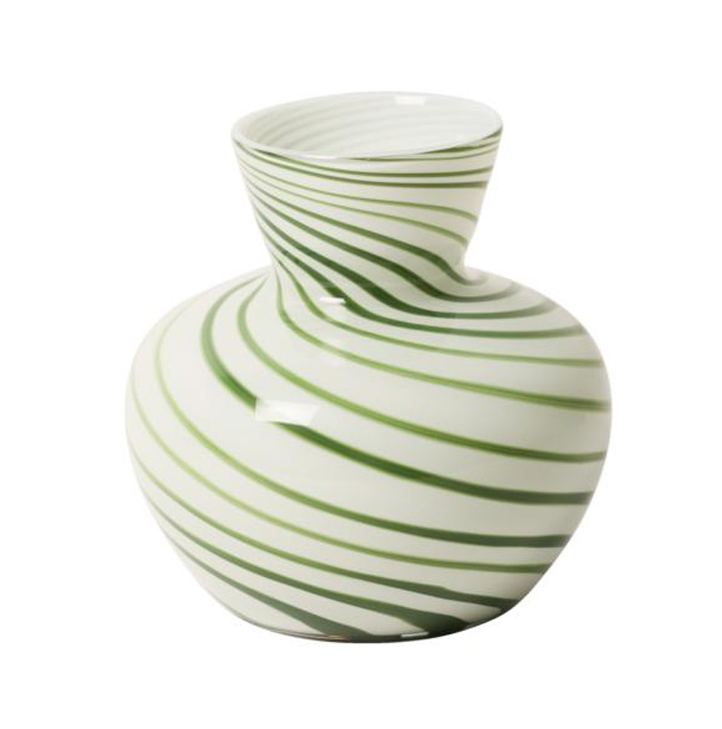 % Vase Bonbon  bauchig, grün-weiß, ca. 18,5xø18,5 cm, jede Vase ist ein Uniklat, Glas