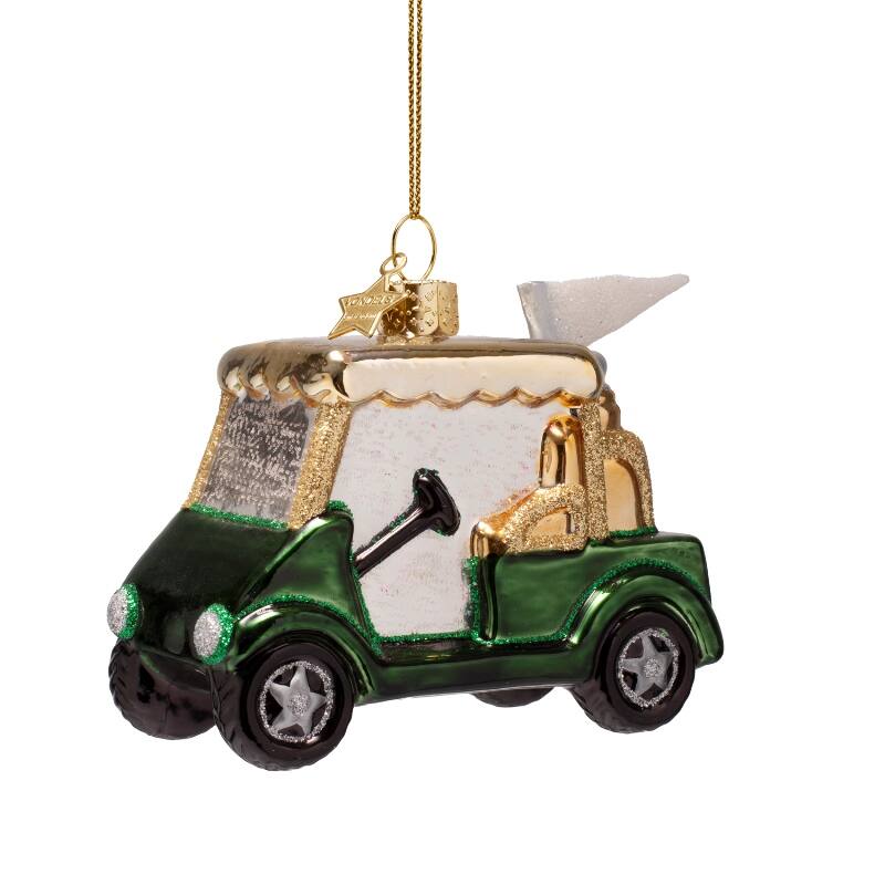 Weihnachtskugel Golf Car, dunkelgrün, Glas,  H. ca. 9 cm, Golf Auto von Vondels
