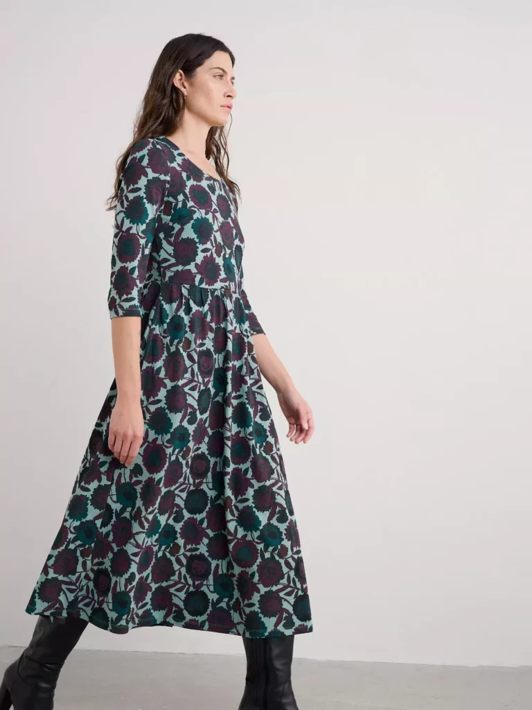% SEASALT CORNWALL Emily Dress-Figurative Floral Sardine