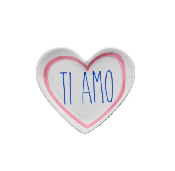 Love Plates, Deko-Teller, Porzellan, Motiv: Ti amo, weiß, ca. 11,5 x 10 cm