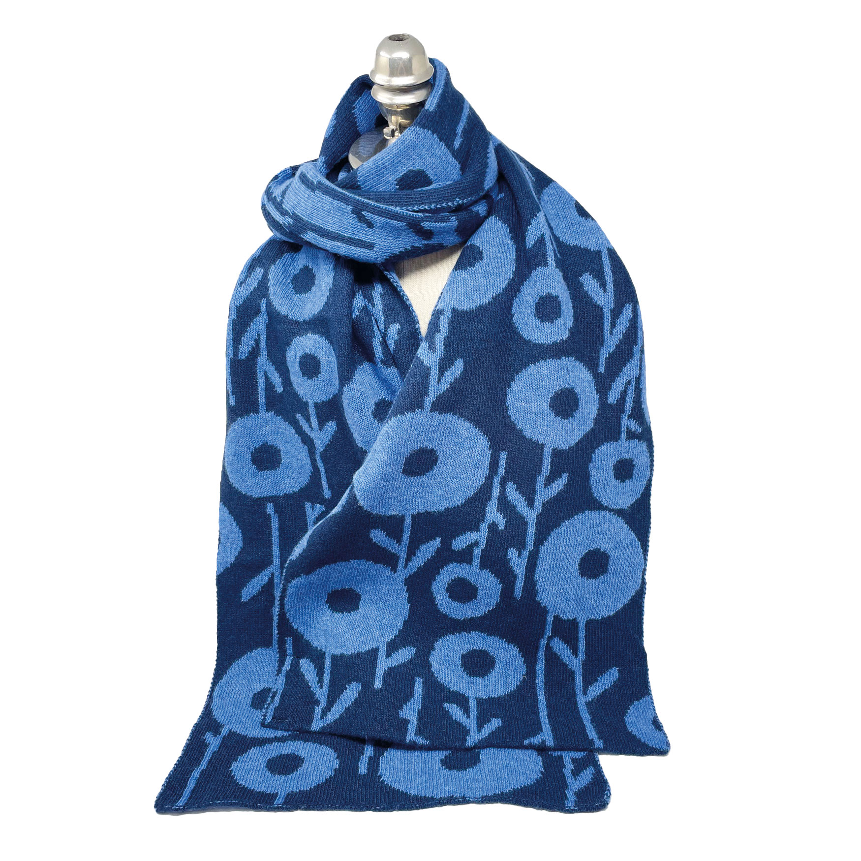 McKernan Schal "BOLLO" BLUE PRINT,  ca. 31 x 180 cm , 100 % Wolle