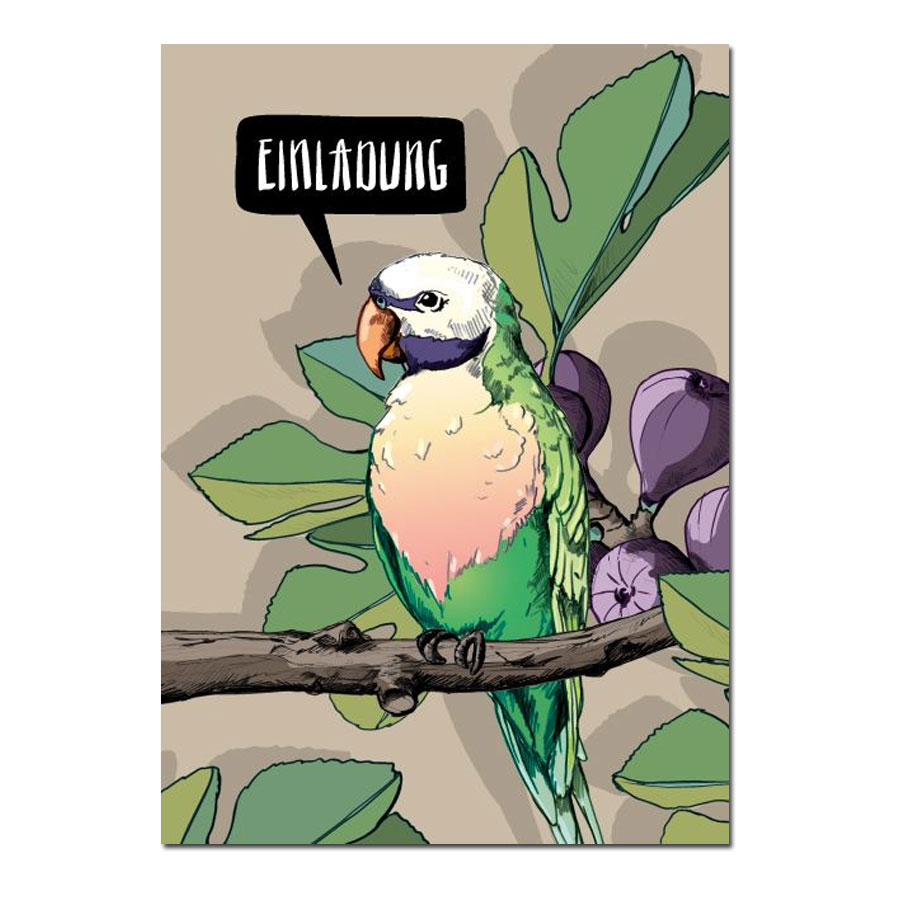 Postkarte -Papagei  Lou - Einladung von illi  