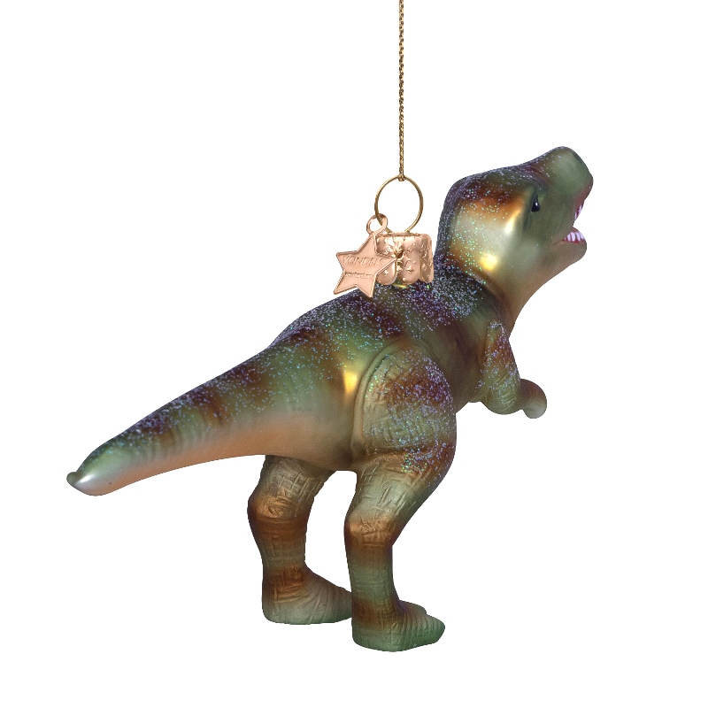 Weihnachtskugel Dino, Grün, Glas, H. ca. 9 cm von Vondels, Dinosaurier