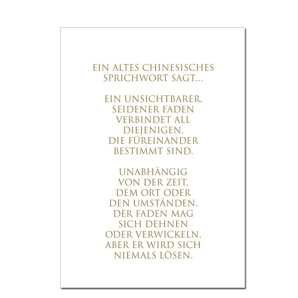 Wunderwort Postkarte "Der unsichtbarer, seidener Faden…" Chinesisches Sprichwort