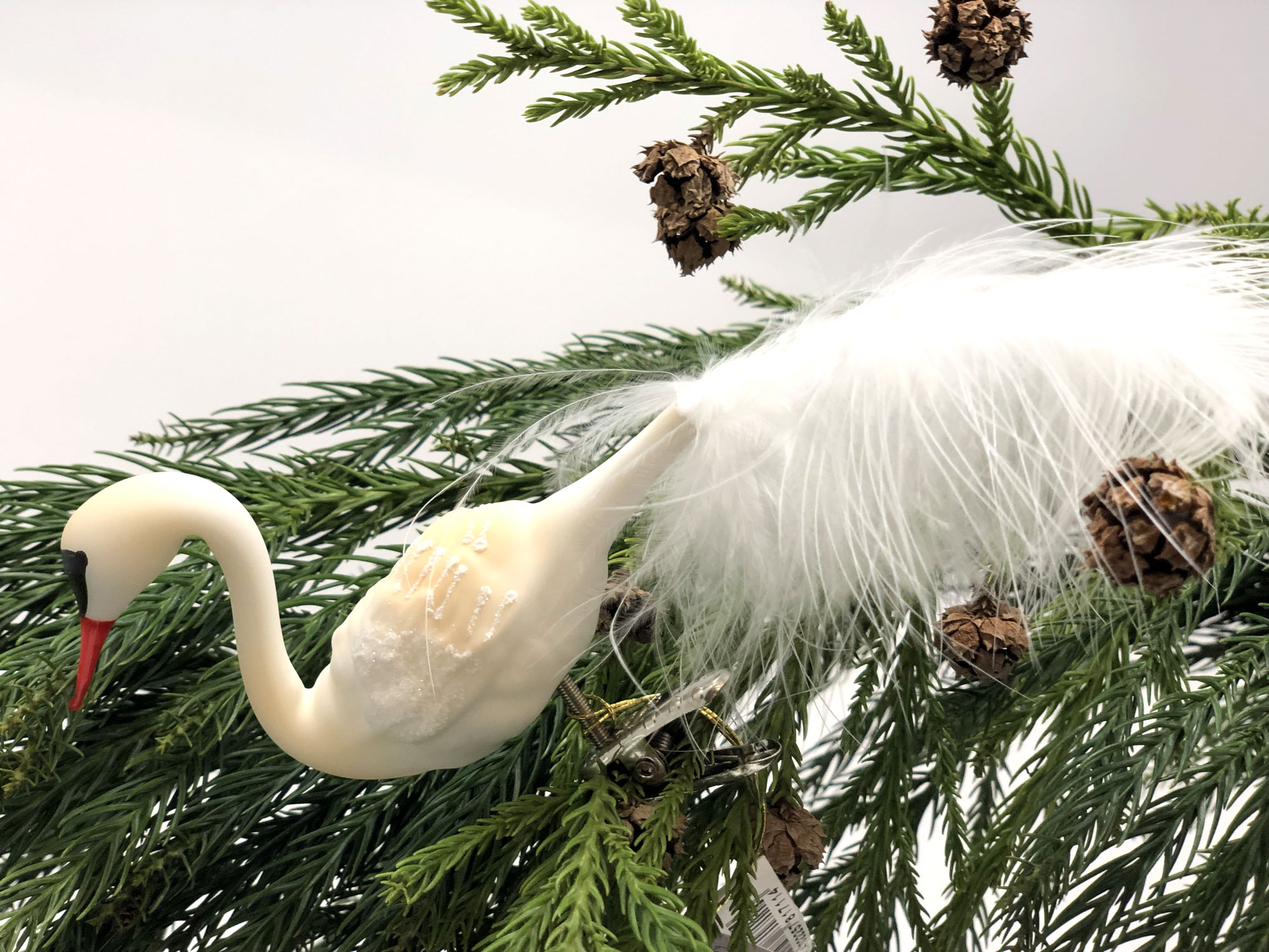 Inge Glas Christbaumschmuck Schwan, ca. 9,5 cm, Weihnachsscmuck Prächtiger Schwan , Clip
