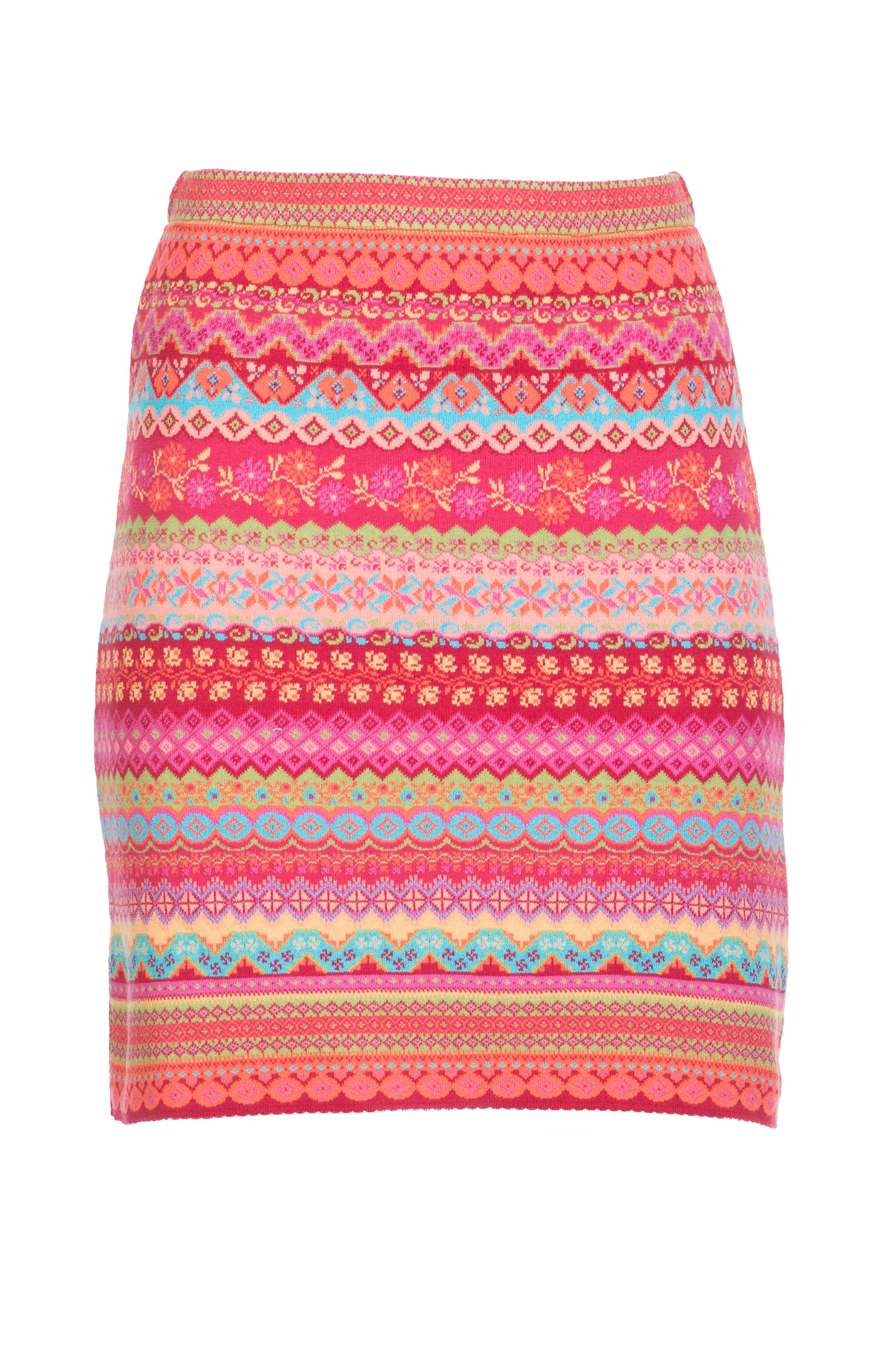 DUNQUE Jacquard-Rock" BEA" GOTS , Farbe beere-bunt, 100 % Bio-Baumwolle, Made in Germany