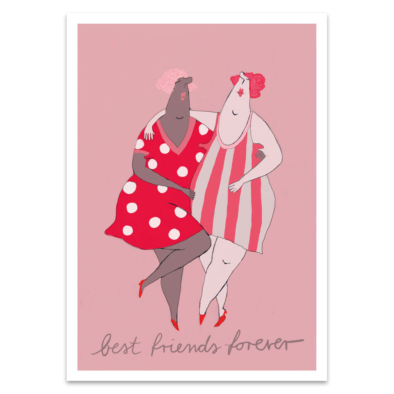 Postkarte kittiekatstudio "bff" von kittiekatstudio ...best friends forever