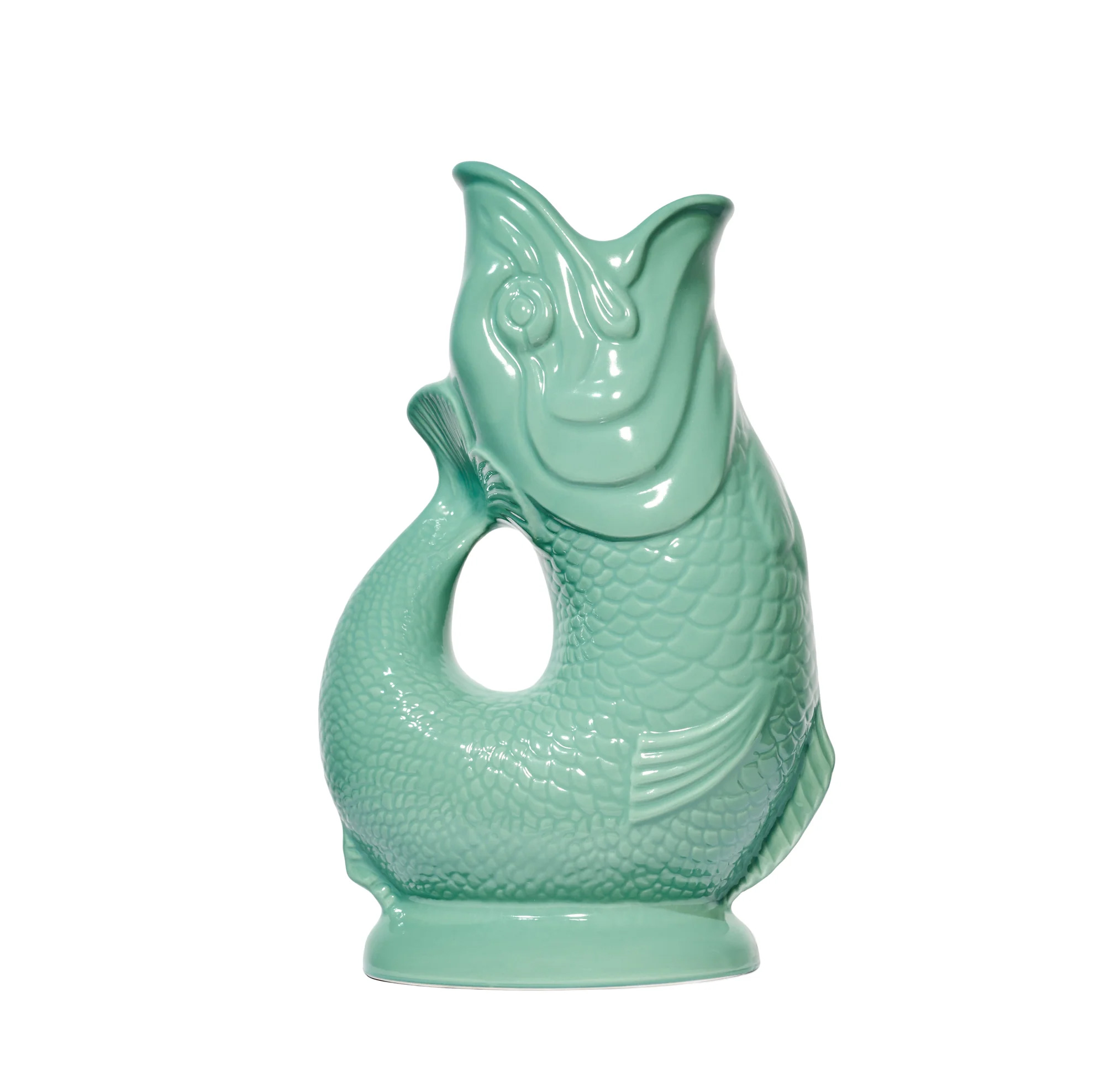 Gluckigluck Fisch Karaffe/ Vase L seagreen/seegrün ca. 0,7 L, Höhe ca. 22 cm