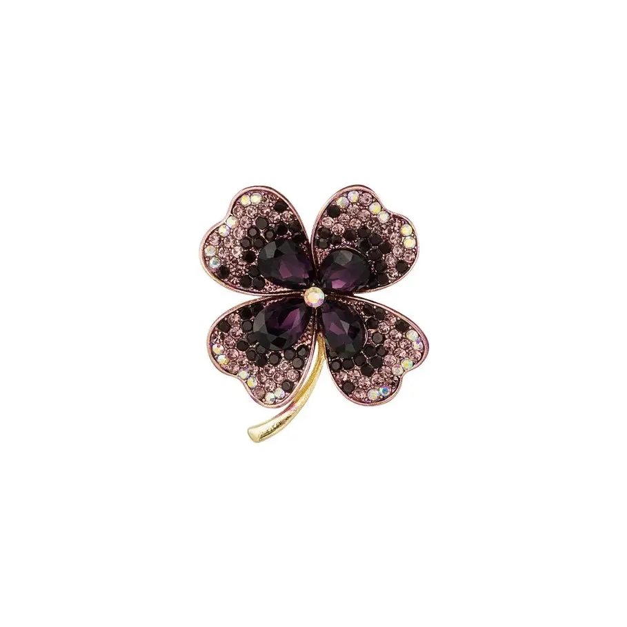 Brosche Kleeblatt violett, Modeschmuck